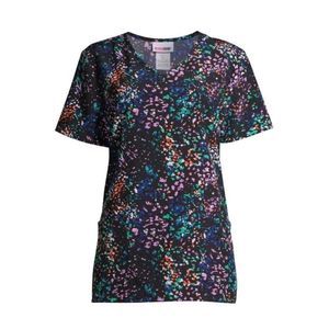 ScrubStar Time for Texture Black Purple Green Scrub Top NEW WITH TAG Size Medium